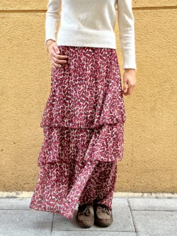 Falda Larga Teja Estampada Volantes - Imagen 3