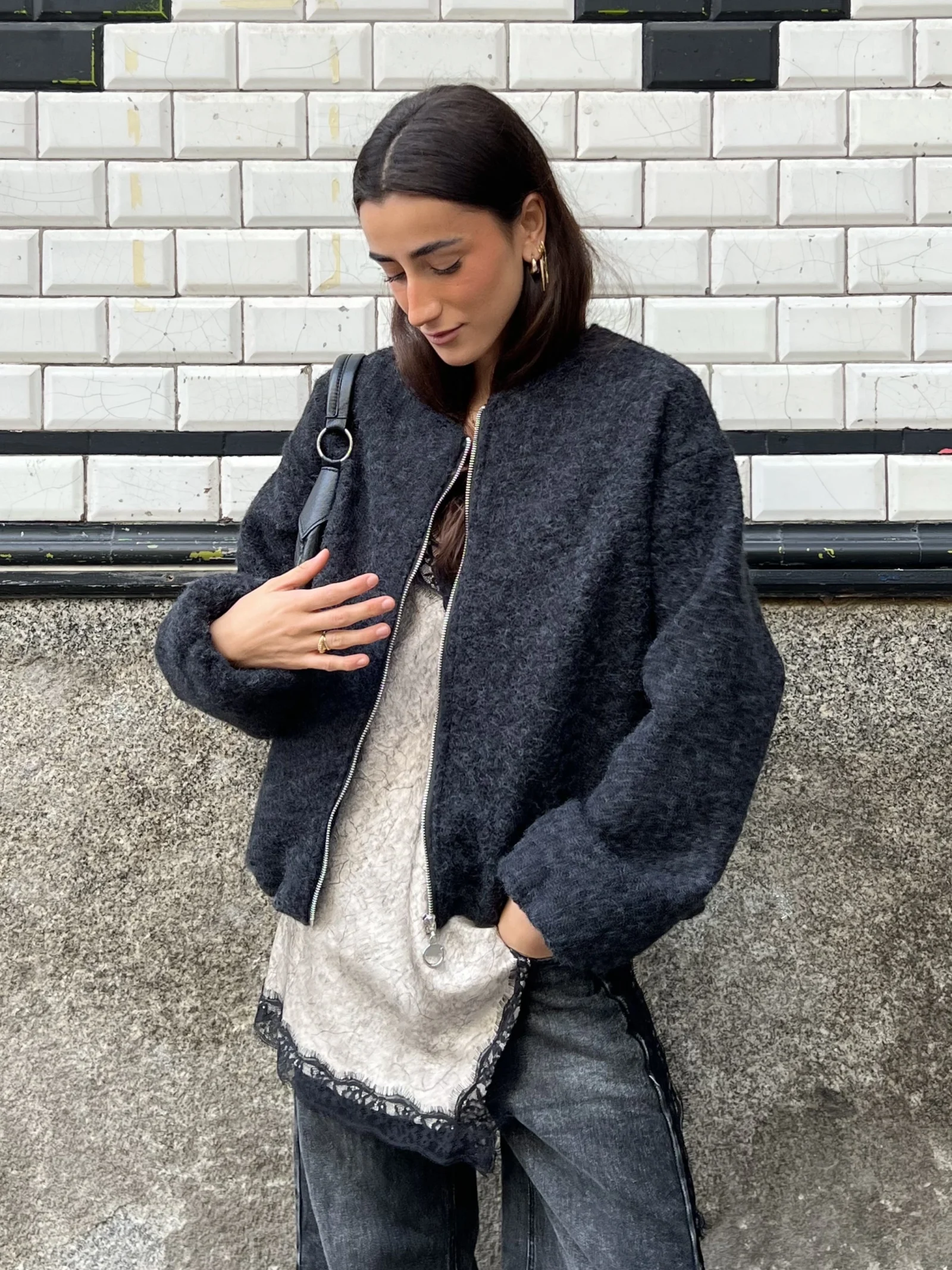Bomber Gris Marengo con Forro Animal Print