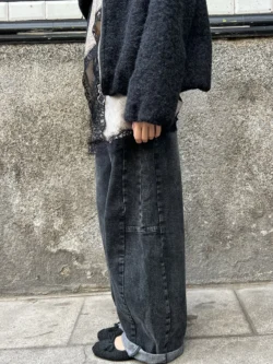 Pantalón Denim Lavado Desgastado Gris - Imagen 3