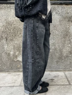 Pantalón Denim Lavado Desgastado Gris - Imagen 2