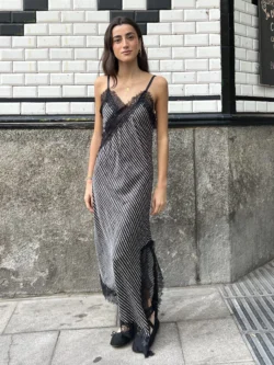 Vestido lencero estampado asimétrico