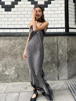 Vestido Lencero Estampado Asimétrico - Imagen 2