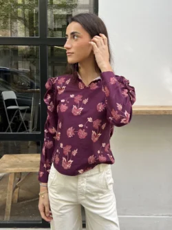 Blusa Manga Abullonada Estampada Ciruela - Imagen 2