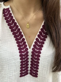 Blusa Boho Algodón Bordado Ciruela - Imagen 4