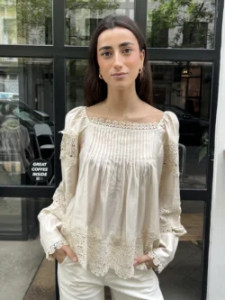 Blusa Jaretas Satinada Boho en Beige - Imagen 2