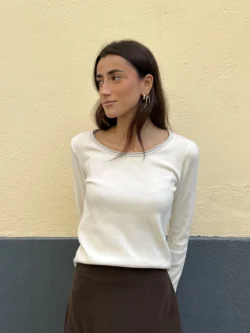 Jersey Fino Crudo con Ribete Gris - Imagen 2