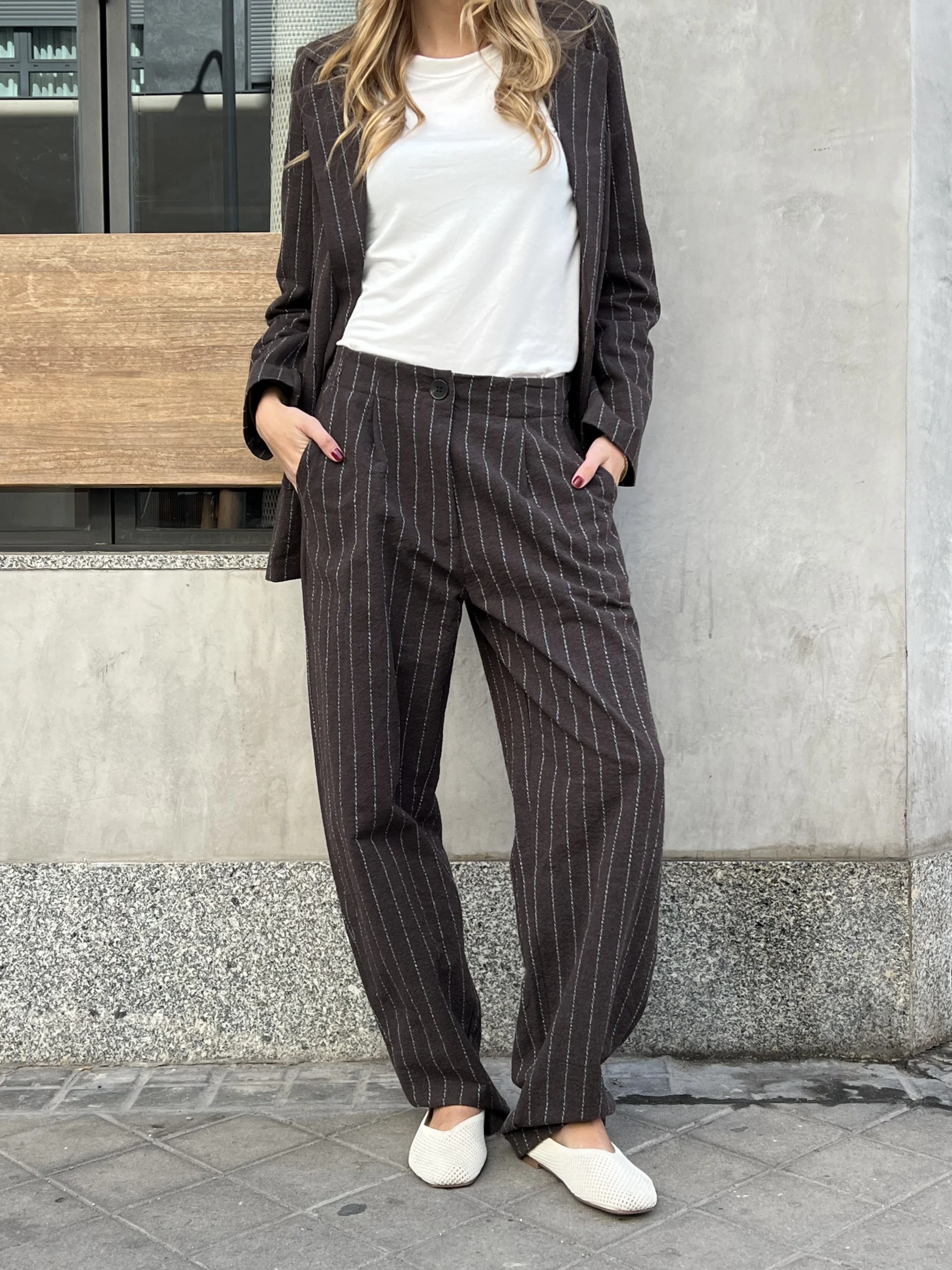 pantalón traje marrón raya diplomática pantalón traje marrón raya diplomática