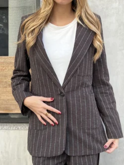 Chaqueta Traje Marrón Raya Diplomática - Imagen 2