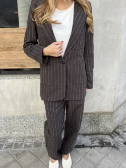 Chaqueta Traje Marrón Raya Diplomática - Imagen 4