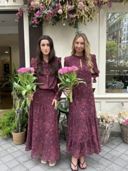 Falda Larga Estampada Burdeos - Imagen 6