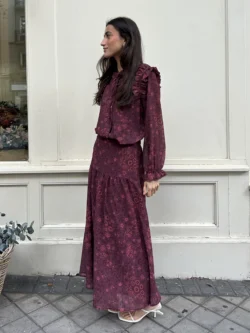 Falda Larga Estampada Burdeos - Imagen 2