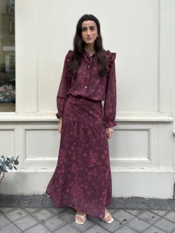 Falda Larga Estampada Burdeos - Imagen 5