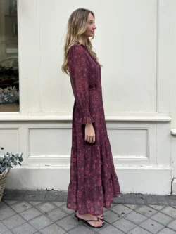 Vestido Largo Gasa Estampados Granates - Imagen 4