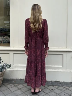 Vestido Largo Gasa Estampados Granates - Imagen 5