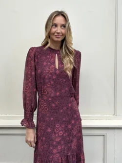 Vestido Largo Gasa Estampados Granates - Imagen 2