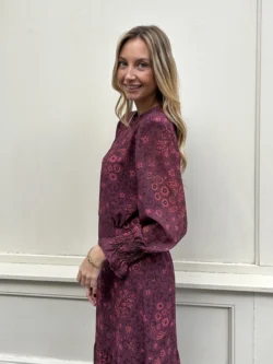 Vestido Largo Gasa Estampados Granates - Imagen 3