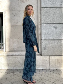 Vestido Largo Azul Lazo Cuello - Imagen 8