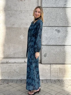 Vestido Largo Azul Lazo Cuello - Imagen 4