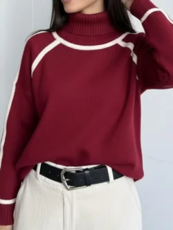 Suéter Burdeos Lineas Beige - Imagen 4