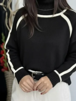 Suéter Negro Línea en Crudo - Imagen 4