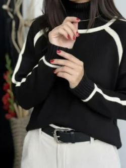 Suéter Negro Línea en Crudo - Imagen 5