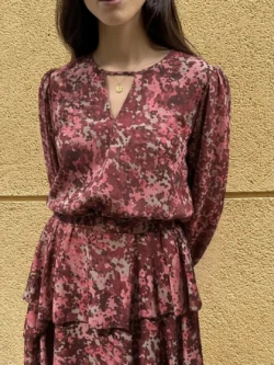 Blusa Burdeos Estampada Fluida - Imagen 2