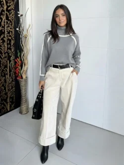 Suéter Gris Líneas en Crudo - Imagen 4