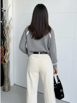 Suéter Gris Líneas en Crudo - Imagen 5