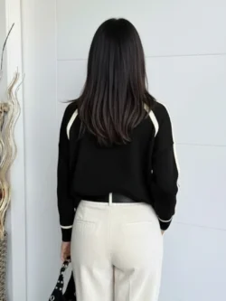 Suéter Negro Línea en Crudo - Imagen 6