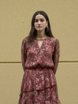 Blusa Burdeos Estampada Fluida