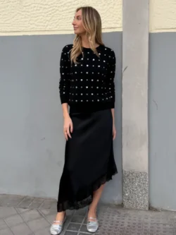 Suéter Negro con Tachuelas Plata - Imagen 5