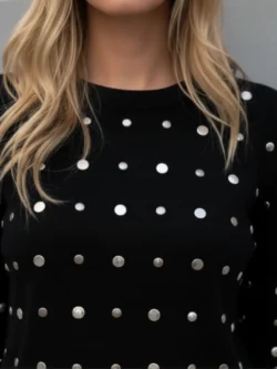 Suéter Negro con Tachuelas Plata - Imagen 3