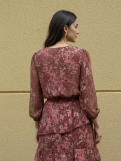 Blusa Burdeos Estampada Fluida - Imagen 3