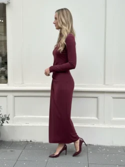 Vestido Largo Ciruela Drapeado - Imagen 2