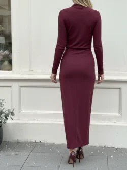 Vestido Largo Ciruela Drapeado - Imagen 3