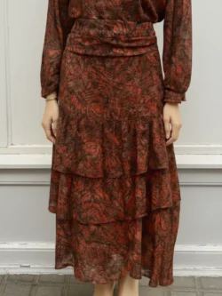 Falda Gasa Terracota Estampada Volantes - Imagen 2