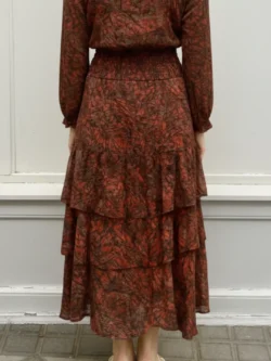 Falda Gasa Terracota Estampada Volantes - Imagen 3