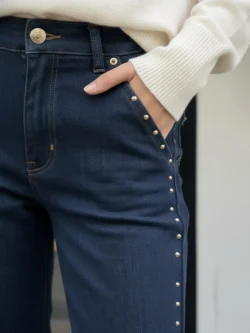 Pantalón Jeans Recto Remaches Lateral - Imagen 5