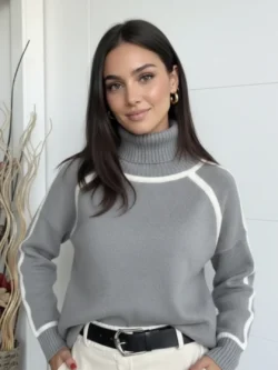 Suéter Gris Líneas en Crudo