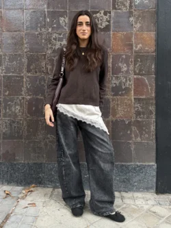 Jersey Punto Fino Marrón Cacao - Imagen 3