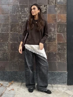 Jersey Punto Fino Marrón Cacao - Imagen 4