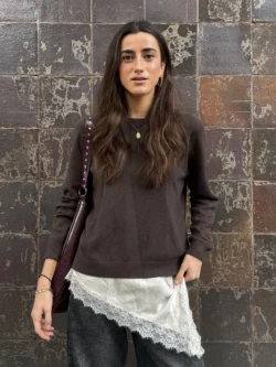 Jersey Punto Fino Marrón Cacao - Imagen 2