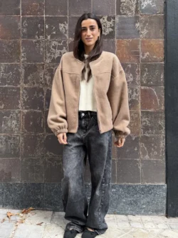 Bomber Camel Con Forro Animal Print - Imagen 6