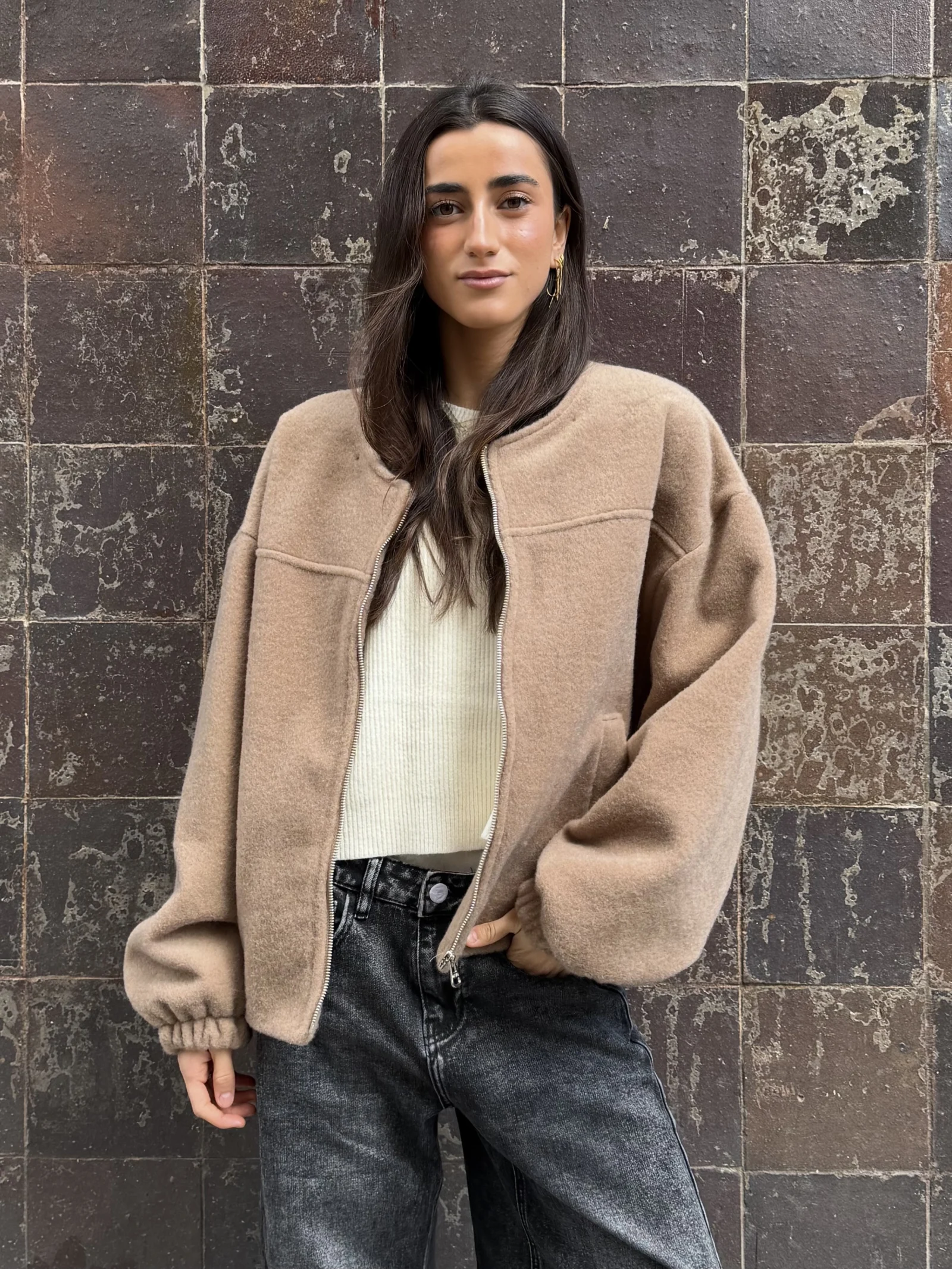 Bomber Camel Con Forro Animal Print