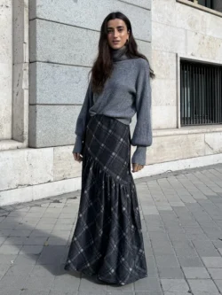 Suéter Gris Cuello Alto Punto Canalé - Imagen 5