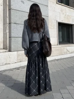 Suéter Gris Cuello Alto Punto Canalé - Imagen 6