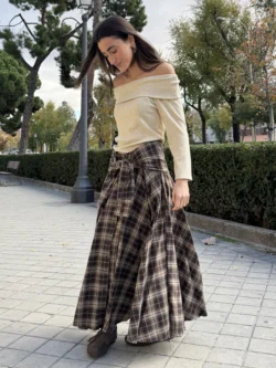 Falda Larga Cuadros Anudada - Imagen 2