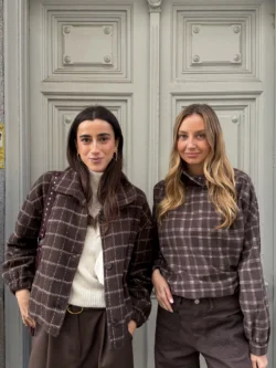 Camisa Micropana Cuadros Marrón Topo - Imagen 3