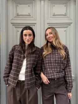 Camisa Micropana Cuadros Marrón Topo - Imagen 4