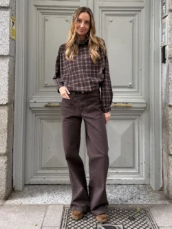 Camisa Micropana Cuadros Marrón Topo - Imagen 7